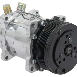 AC9560P - Sanden 508 Style A/C Compressor w/ 6-Rib Serpentine Clutch Pulley; Polished Finish; SD508/SD5H14